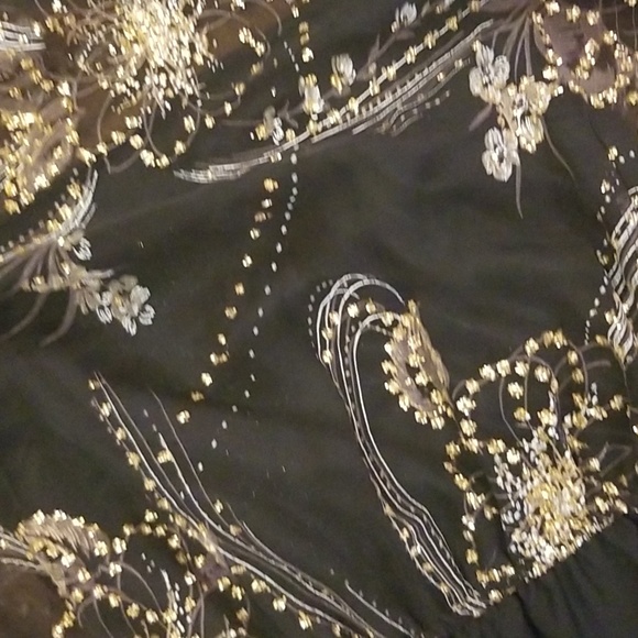 Gold Vintage Puff Sleeve Dress - Picture 6 of 7